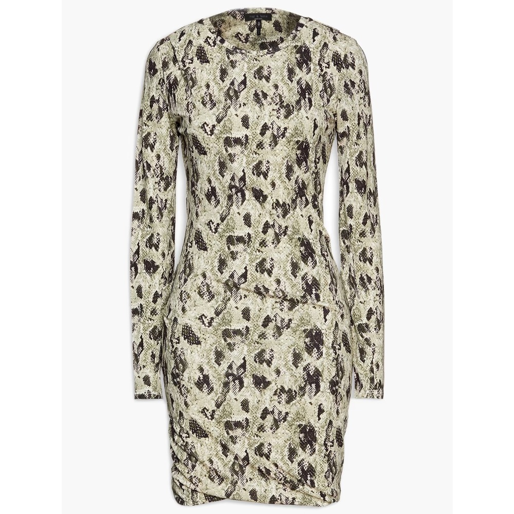 Rag‎ & Bone Poppy Dress Women Small Gray Draped Snake Print Stretchy Mini